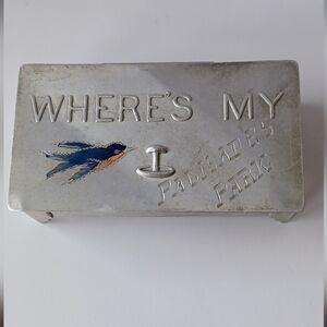 VINTAGE EMBOSSED & ETCHED ALUMINUM HINGED LID FOOTED SOUVENIR BOX PALISADES PARK